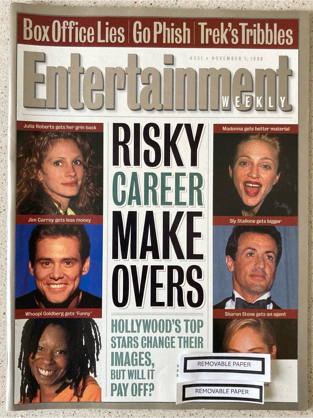 Entertainment Weekly Magazine SHARON STONE MADONNA JIM CARREY November 1 1996
